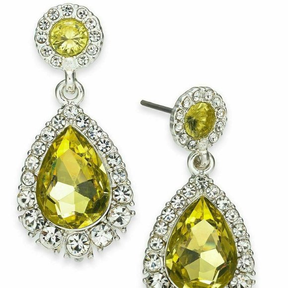 CHARTER CLUB CANARY YELLOW CRYSTAL DROP EARRINGS - Picture 2 of 4
